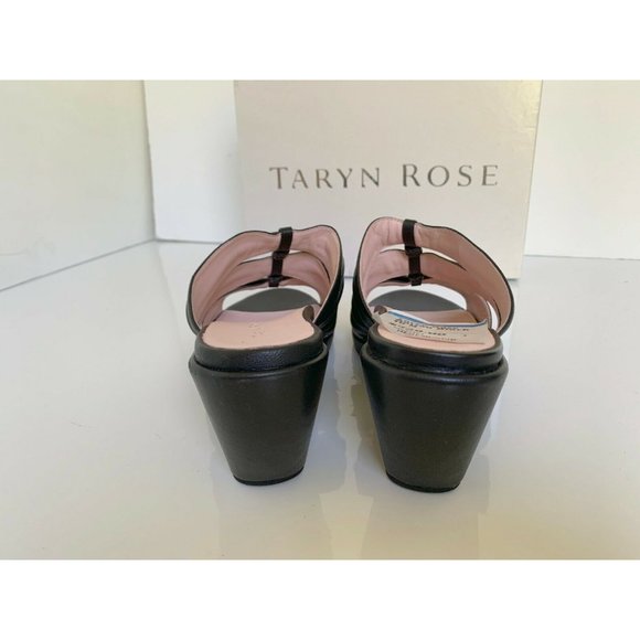 Taryn Rose Maison Platform Wedge Strap Sandal Open Toe Mule Black Leather US 10 - Picture 4 of 7
